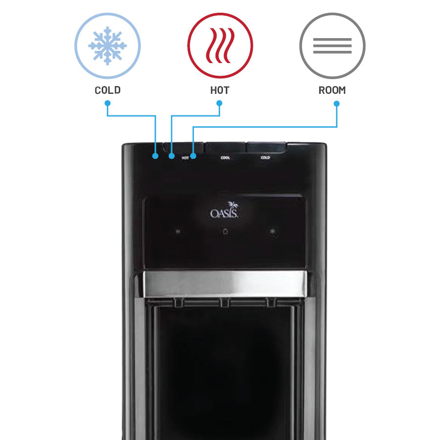 OASIS® Mirage Freestanding Dual Water Cooler Black - Hot/Cool/Cold