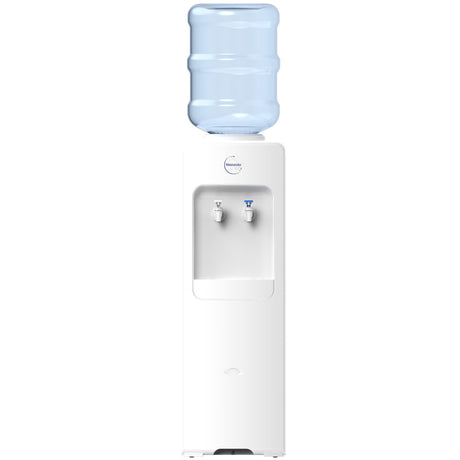 White water cooler with blue water container on a white background